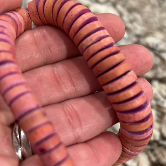 Dyed Wood Disc Bead Long Necklace - Picture 10 of 16